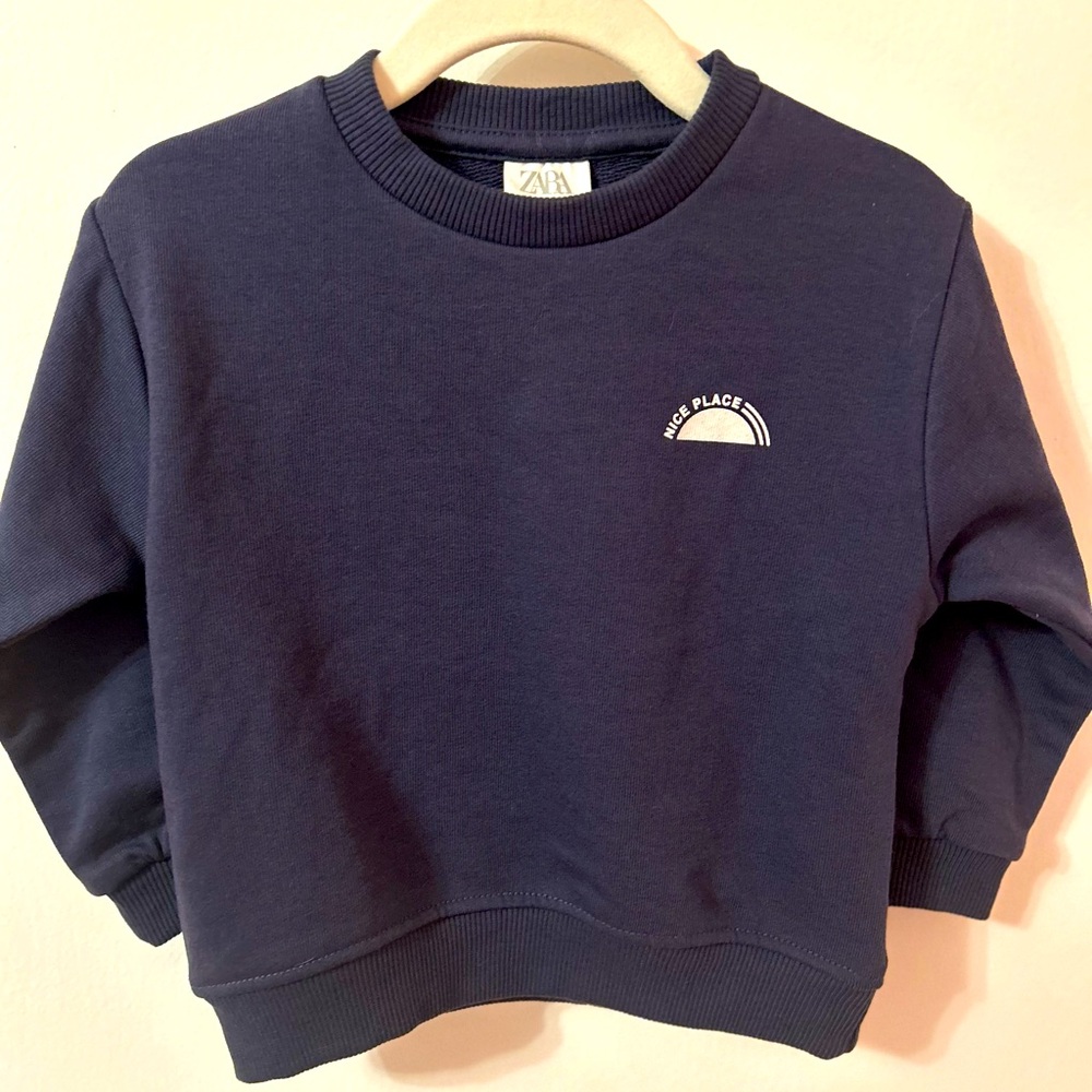 Zara baby NWOT navy sweatshirt 9-12 months